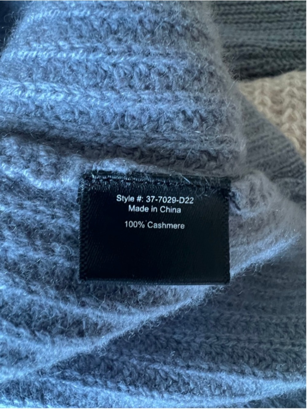 New Jenni Kayne Slate Blue Cashmere Fisherman Rib Crew Neck Sweater L - Picture 5 of 5